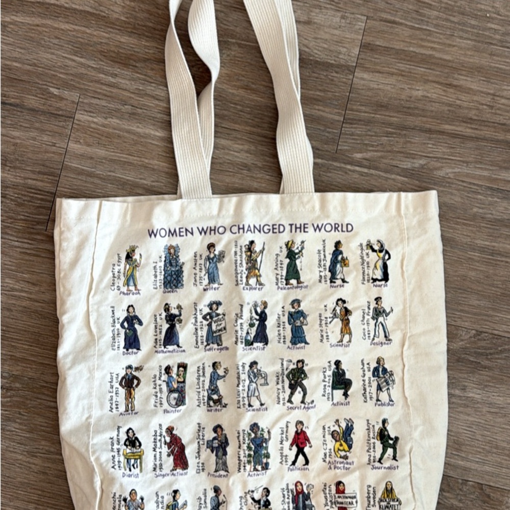 Women Who Changed the World Tote Bag Beige Canvas
